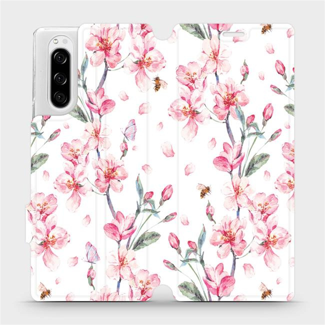 Flipové pouzdro Mobiwear - Sony Xperia 5 - M124S Růžové květy