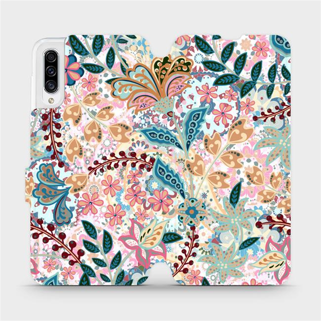 Flipové pouzdro Mobiwear - Samsung Galaxy A30s - MX04S Spletité kvítky a listy