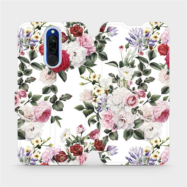 Flipové pouzdro Mobiwear - Xiaomi Redmi 8 - MD01S Růže na bílé