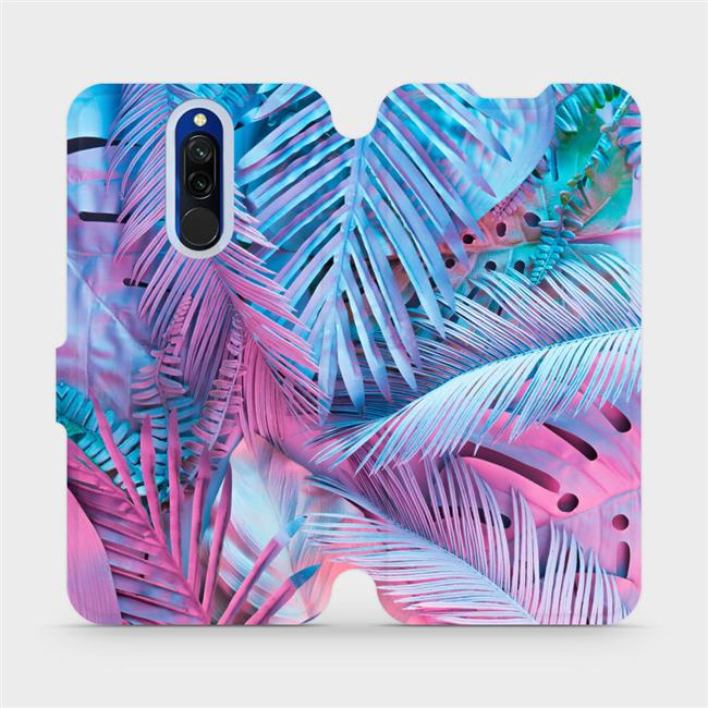 Flipové pouzdro Mobiwear - Xiaomi Redmi 8 - MG10S Fialové a modré listy