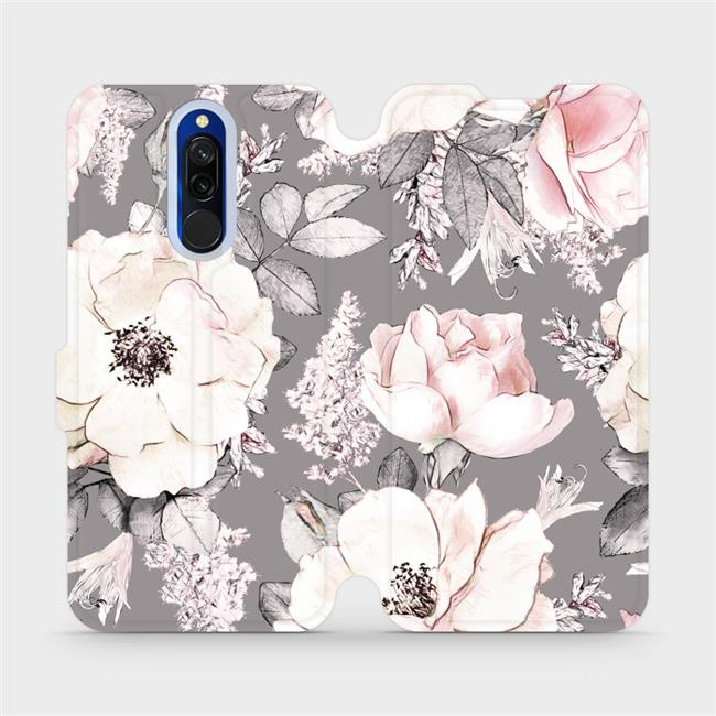 Flipové pouzdro Mobiwear - Xiaomi Redmi 8 - MX06S Květy na šedém pozadí