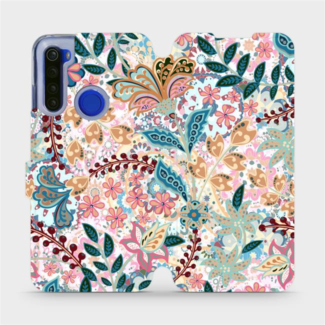 Flipové pouzdro Mobiwear - Xiaomi Redmi Note 8T - MX04S Spletité kvítky a listy
