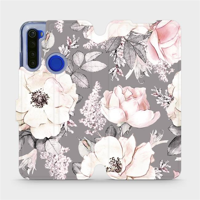 Flipové pouzdro Mobiwear - Xiaomi Redmi Note 8T - MX06S Květy na šedém pozadí