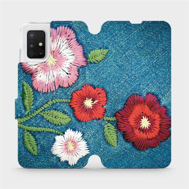 Flipové pouzdro Mobiwear - Samsung Galaxy A51 - MD05P Džínové květy