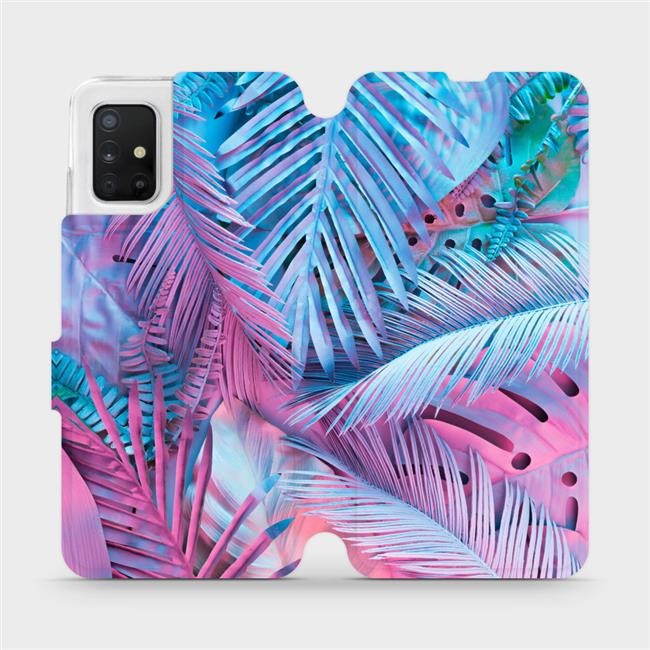 Flipové pouzdro Mobiwear - Samsung Galaxy A51 - MG10S Fialové a modré listy