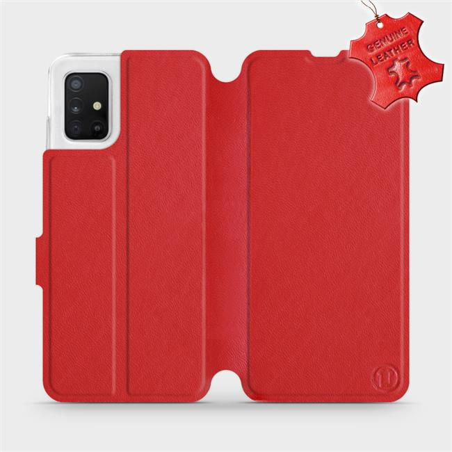 Kožené flip pouzdro Mobiwear - Samsung Galaxy A51 - Červené