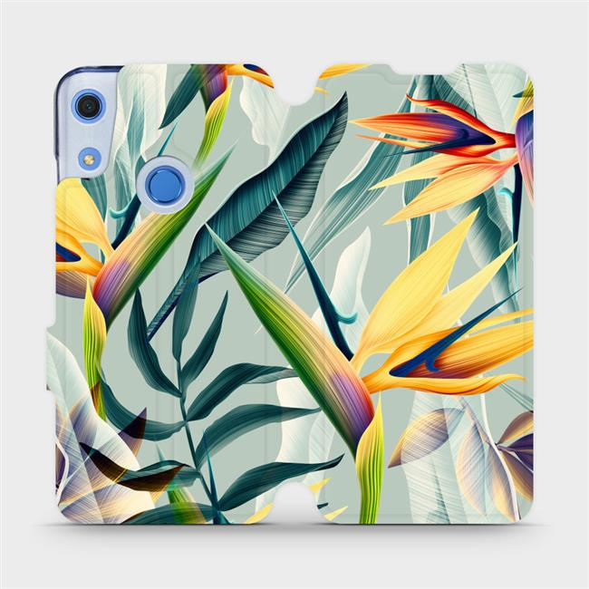 Flipové pouzdro Mobiwear - Huawei Y6S / Honor 8A - MC02S Žluté velké květy a zelené listy
