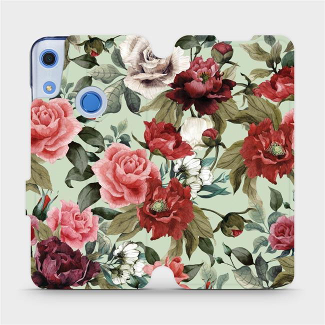 Flipové pouzdro Mobiwear - Huawei Y6S / Honor 8A - MD06P Růže a květy na světle zeleném pozadí