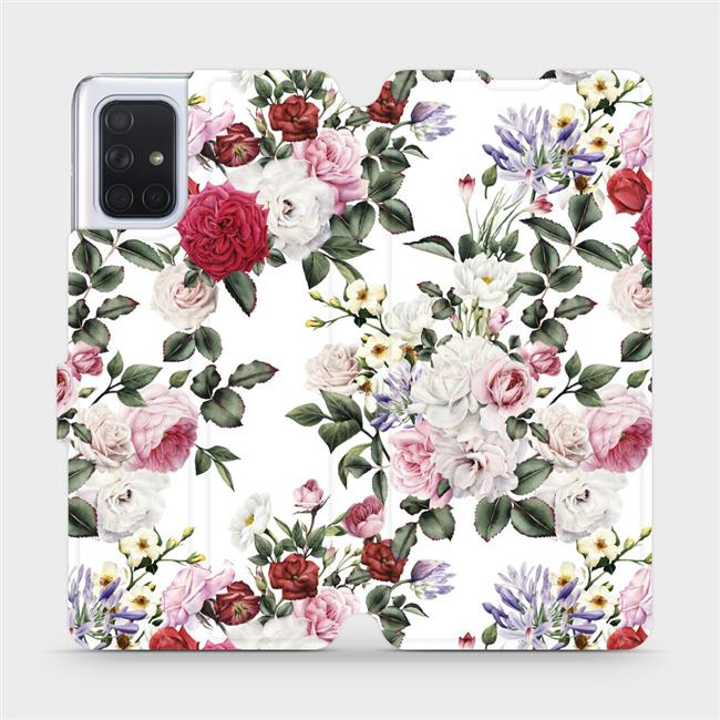 Flipové pouzdro Mobiwear - Samsung Galaxy A71 - MD01S Růže na bílé