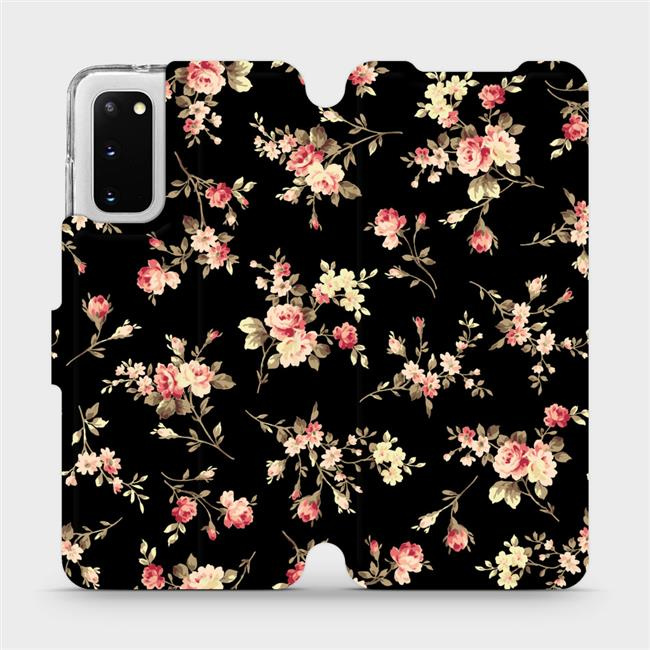 Flipové pouzdro Mobiwear - Samsung Galaxy S20 - VD02S Květy na černé - VÝPRODEJ