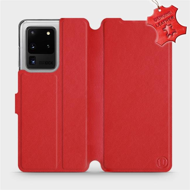 Kožené flip pouzdro Mobiwear - Samsung Galaxy S20 Ultra - Červené
