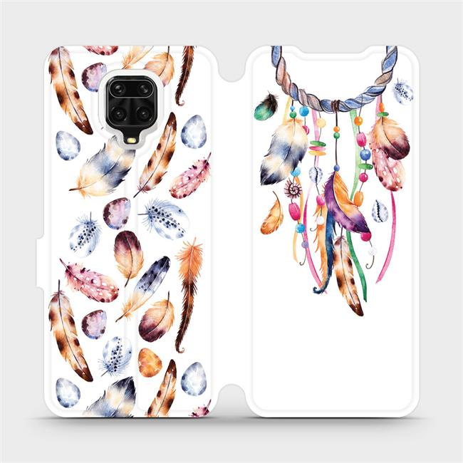 Flipové pouzdro Mobiwear - Xiaomi Redmi Note 9 Pro - M003S Lapač a barevná pírka