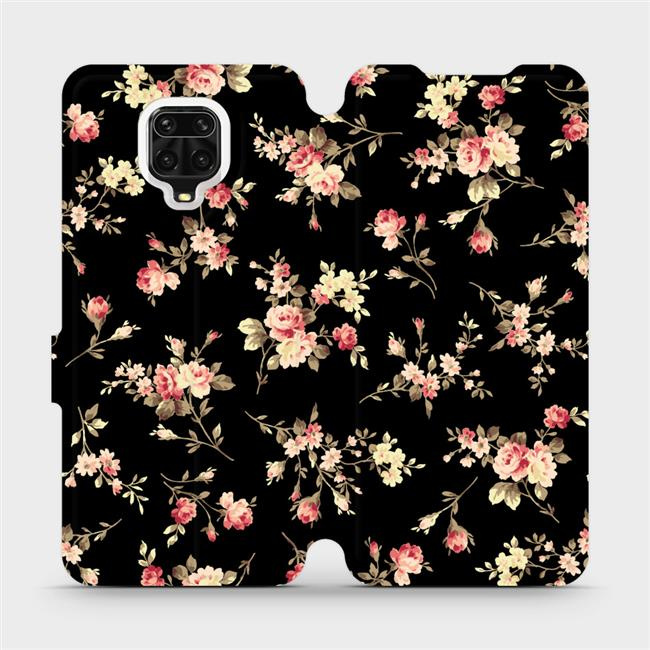 Flipové pouzdro Mobiwear - Xiaomi Redmi Note 9 Pro - VD02S Květy na černé