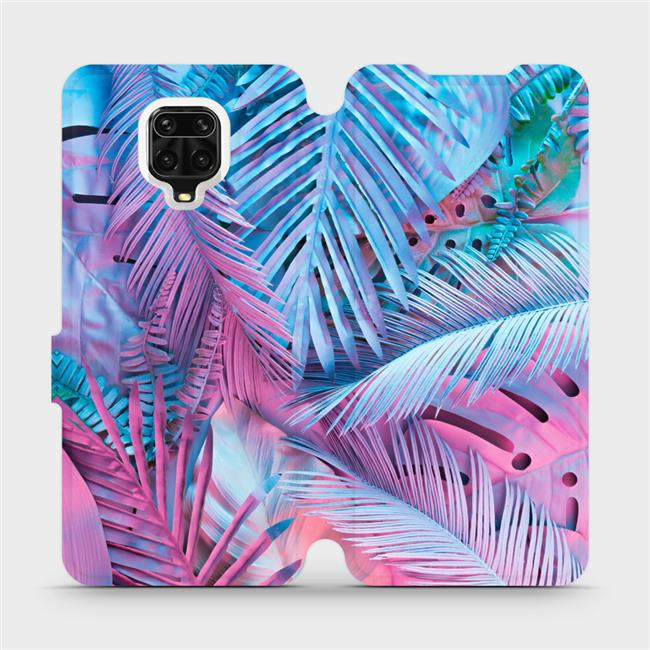 Flipové pouzdro Mobiwear - Xiaomi Redmi Note 9 Pro - MG10S Fialové a modré listy