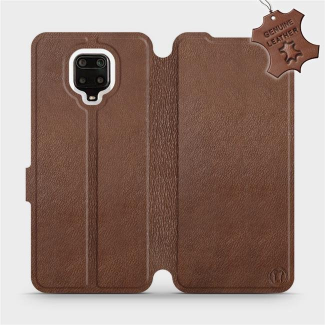 Kožené flip pouzdro Mobiwear - Xiaomi Redmi Note 9 Pro - Hnědé