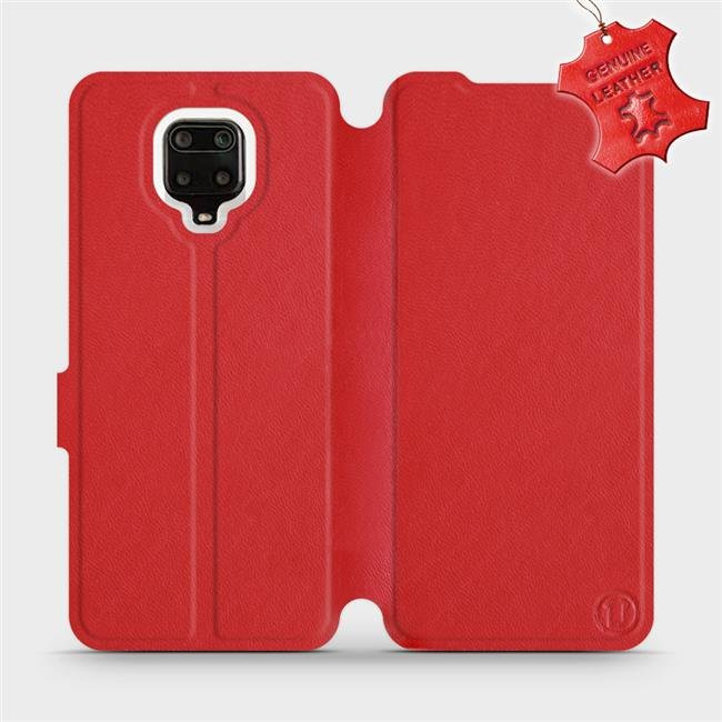 Kožené flip pouzdro Mobiwear - Xiaomi Redmi Note 9 Pro - Červené