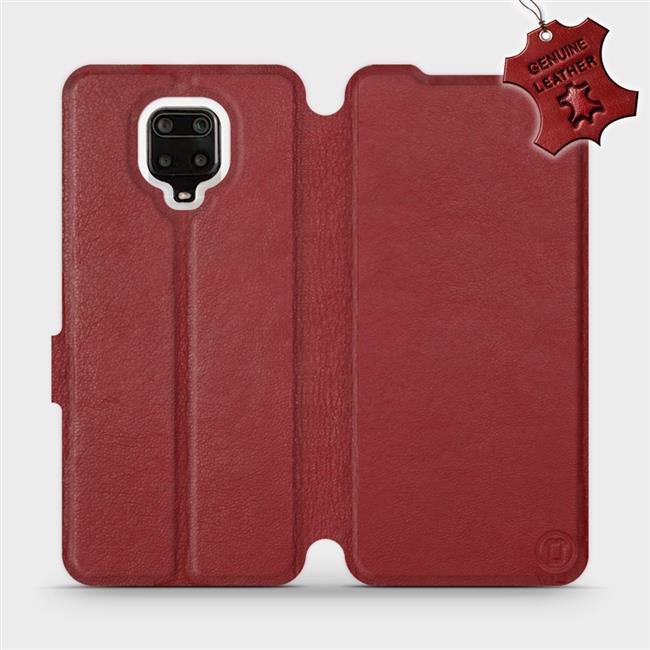 Kožené flip pouzdro Mobiwear - Xiaomi Redmi Note 9 Pro - Tmavě červené