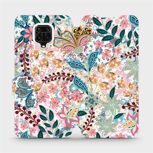 Flipové pouzdro Mobiwear - Xiaomi Redmi Note 9 Pro - MX04S Spletité kvítky a listy