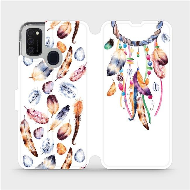 Flipové pouzdro Mobiwear - Samsung Galaxy M21 - M003S Lapač a barevná pírka