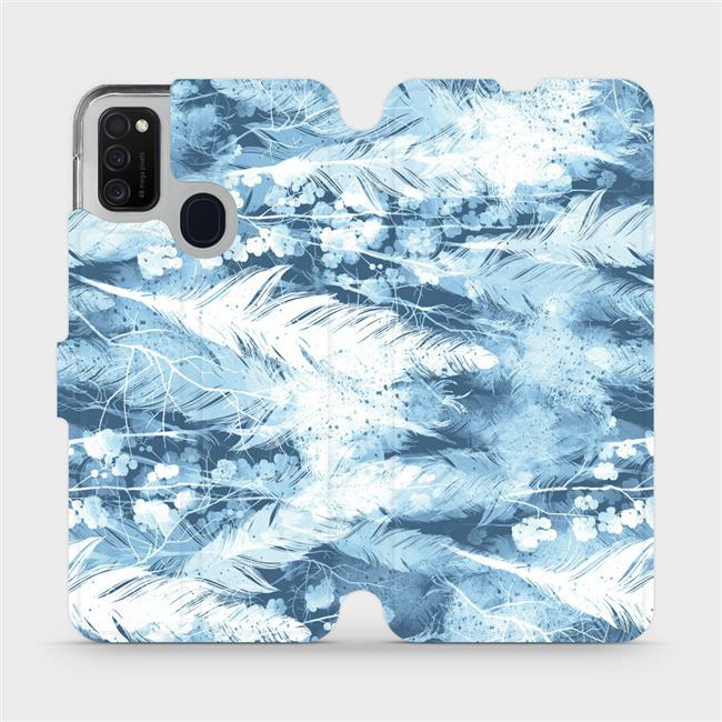 Flipové pouzdro Mobiwear - Samsung Galaxy M21 - M058S Světle modrá horizontální pírka