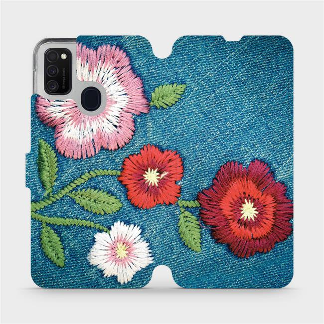 Flipové pouzdro Mobiwear - Samsung Galaxy M21 - MD05P Džínové květy