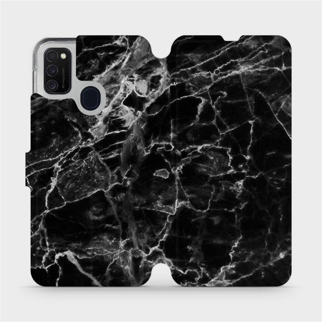 Flipové pouzdro Mobiwear - Samsung Galaxy M21 - V056P Černý mramor