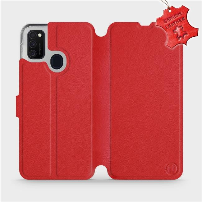 Kožené flip pouzdro Mobiwear - Samsung Galaxy M21 - Červené