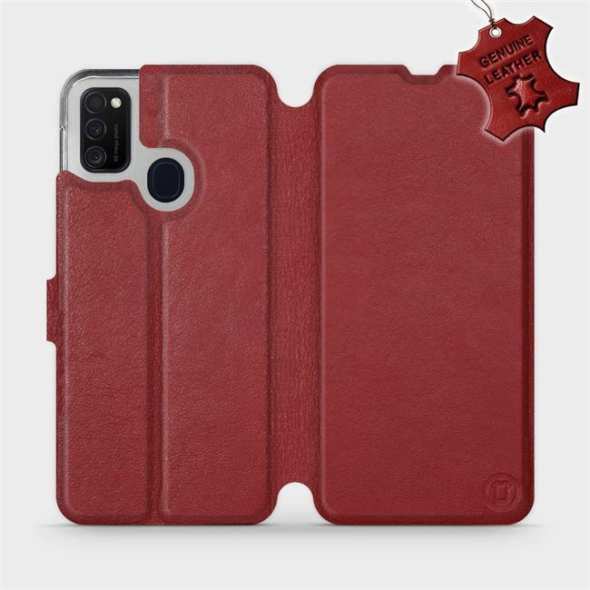 Kožené flip pouzdro Mobiwear - Samsung Galaxy M21 - Tmavě červené