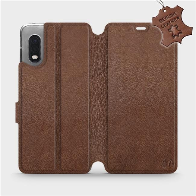 Kožené flip pouzdro Mobiwear - Samsung Xcover PRO - Hnědé