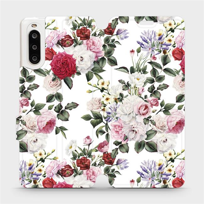 Flipové pouzdro Mobiwear - Sony Xperia 10 II - MD01S Růže na bílé