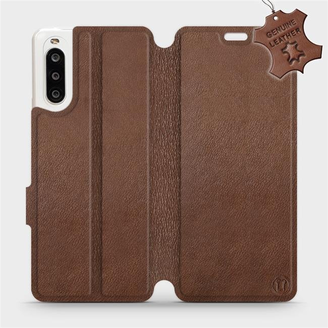 Kožené flip pouzdro Mobiwear - Sony Xperia 10 II - Hnědé