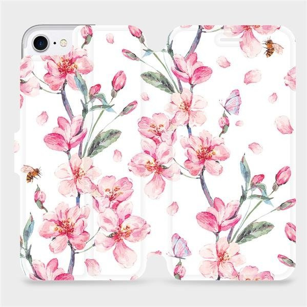 Flipové pouzdro Mobiwear - Apple iPhone 7 - M124S Růžové květy