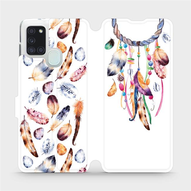 Flipové pouzdro Mobiwear - Samsung Galaxy A21S - M003S Lapač a barevná pírka
