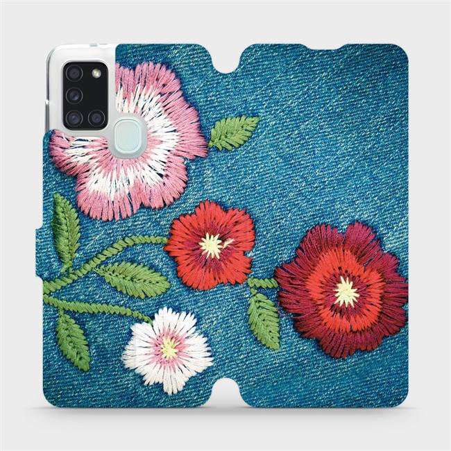 Flipové pouzdro Mobiwear - Samsung Galaxy A21S - MD05P Džínové květy