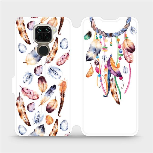 Flipové pouzdro Mobiwear - Xiaomi Redmi Note 9 - M003S Lapač a barevná pírka