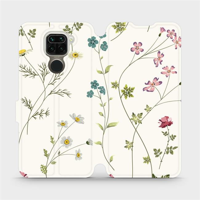 Flipové pouzdro Mobiwear - Xiaomi Redmi Note 9 - MD03S Tenké rostlinky s květy