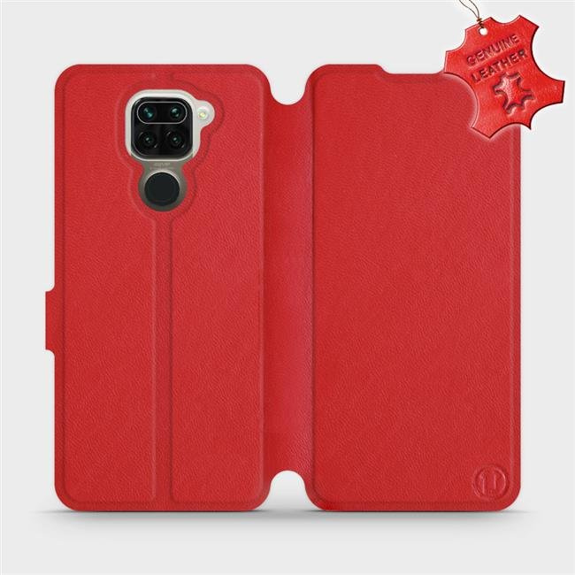Kožené flip pouzdro Mobiwear - Xiaomi Redmi Note 9 - Červené