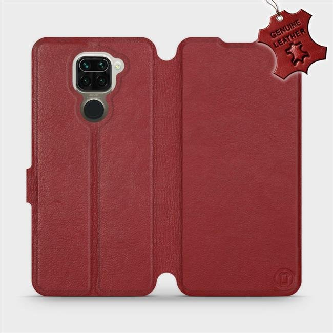 Kožené flip pouzdro Mobiwear - Xiaomi Redmi Note 9 - Tmavě červené