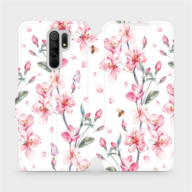Flipové pouzdro Mobiwear - Xiaomi Redmi 9 - M124S Růžové květy