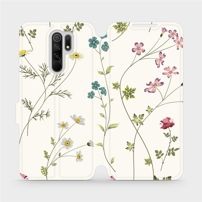 Flipové pouzdro Mobiwear - Xiaomi Redmi 9 - MD03S Tenké rostlinky s květy