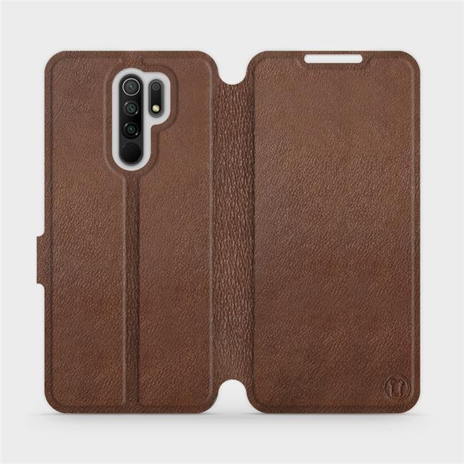 Kožené flip pouzdro Mobiwear - Xiaomi Redmi 9 - Hnědé - VÝPRODEJ