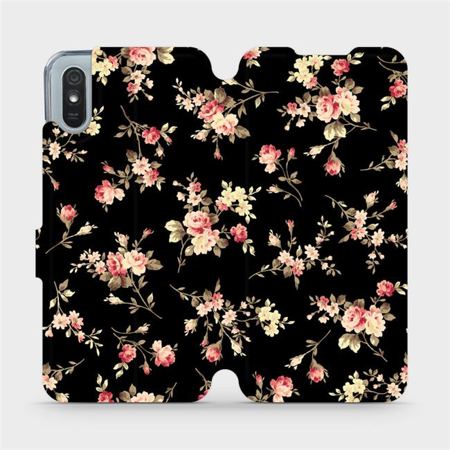 Flipové pouzdro Mobiwear - Xiaomi Redmi 9A / 9AT - VD02S Květy na černé