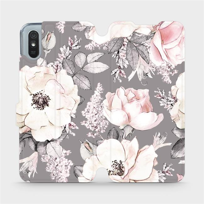 Flipové pouzdro Mobiwear - Xiaomi Redmi 9A / 9AT - MX06S Květy na šedém pozadí