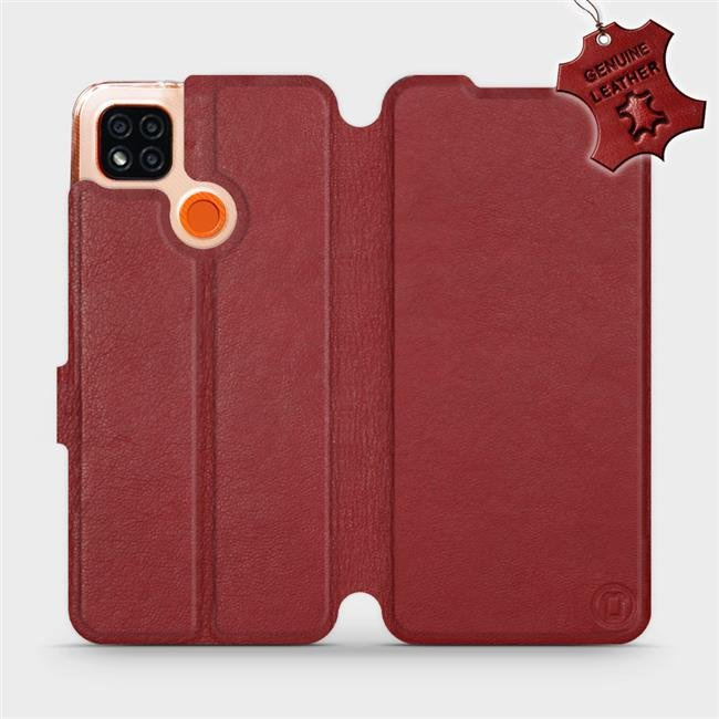 Kožené flip pouzdro Mobiwear - Xiaomi Redmi 9C - Tmavě červené