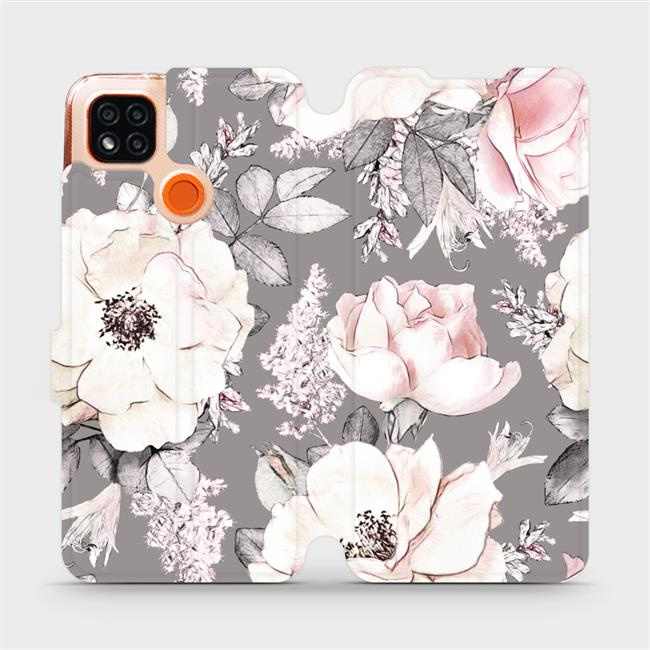 Flipové pouzdro Mobiwear - Xiaomi Redmi 9C - MX06S Květy na šedém pozadí