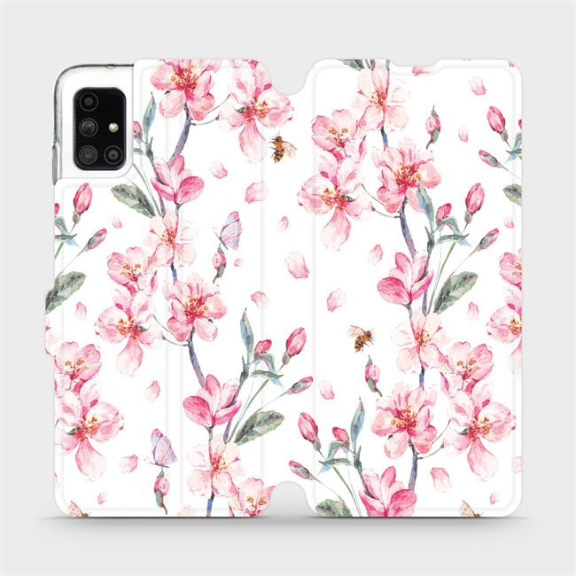 Flipové pouzdro Mobiwear - Samsung Galaxy M51 - M124S Růžové květy