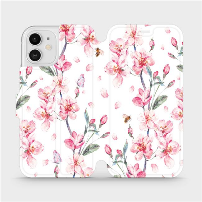 Flipové pouzdro Mobiwear - Apple iPhone 12 - M124S Růžové květy