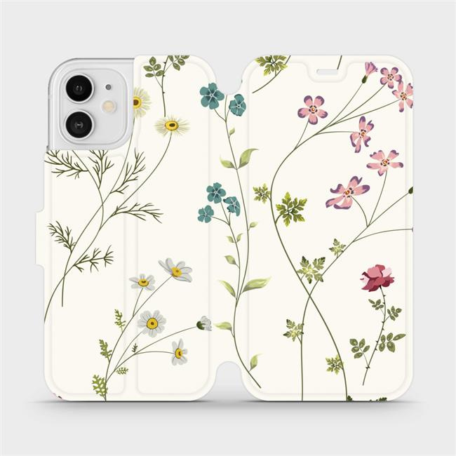 Flipové pouzdro Mobiwear - Apple iPhone 12 - MD03S Tenké rostlinky s květy