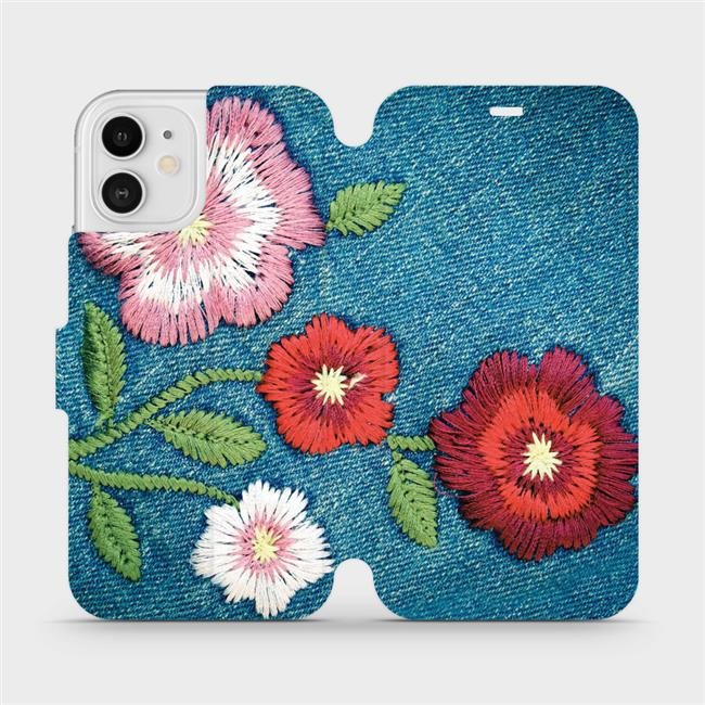 Flipové pouzdro Mobiwear - Apple iPhone 12 - MD05P Džínové květy