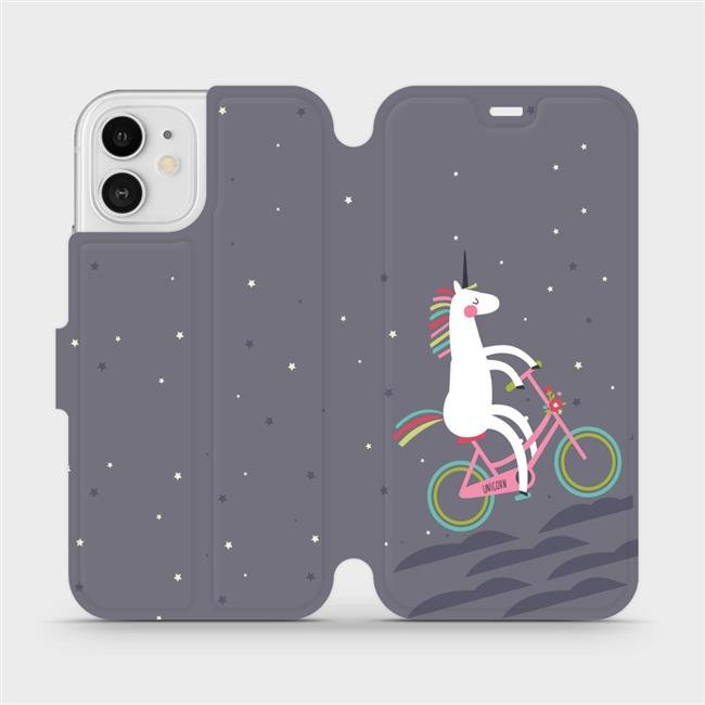 Flipové pouzdro Mobiwear - Apple iPhone 12 - V024P Jednorožec na kole